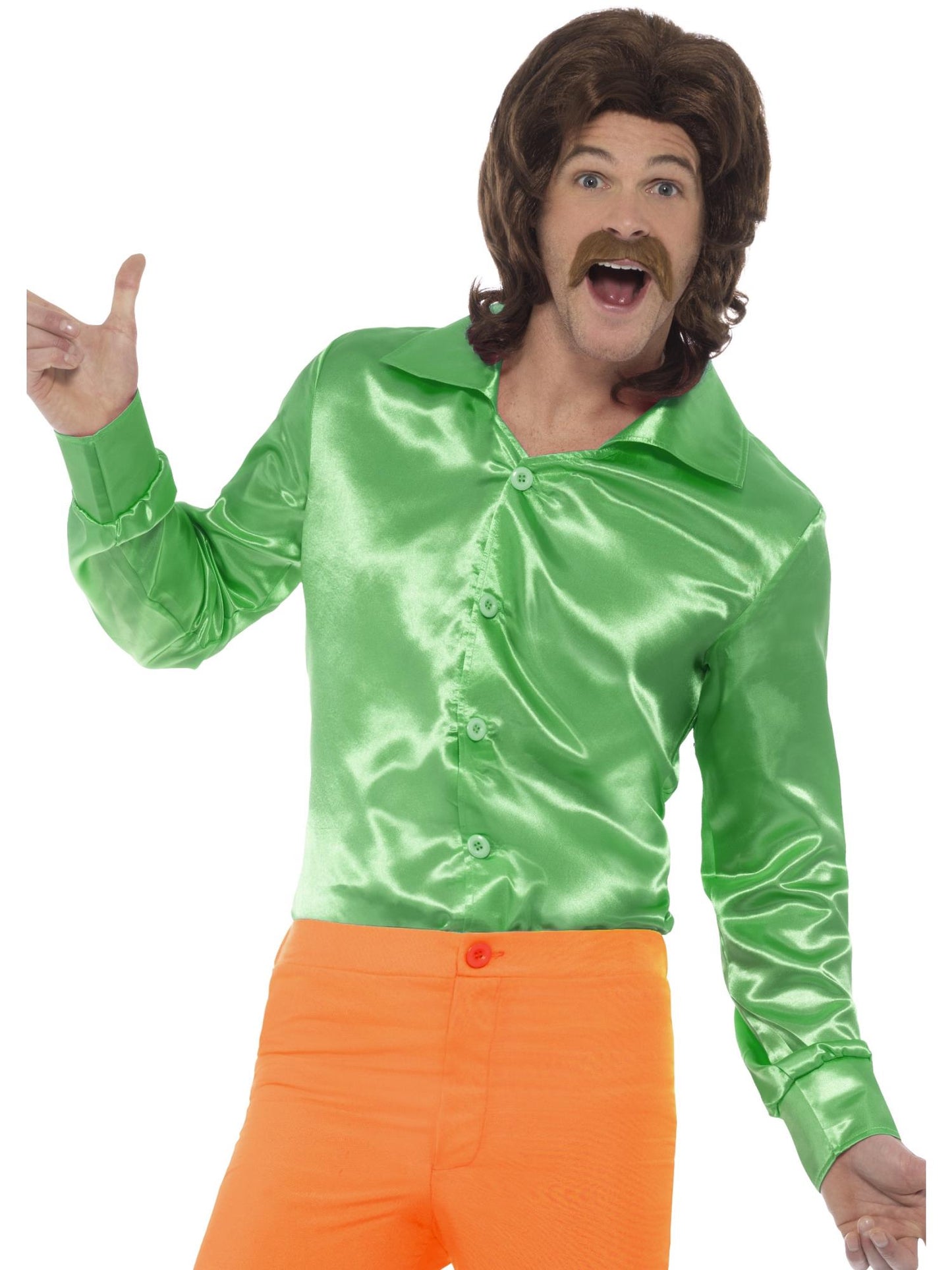 60s 70s Green Disco Shirt For Adults