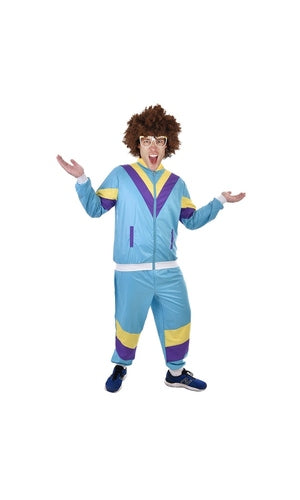 80's Tracksuit Costume Mens Blue