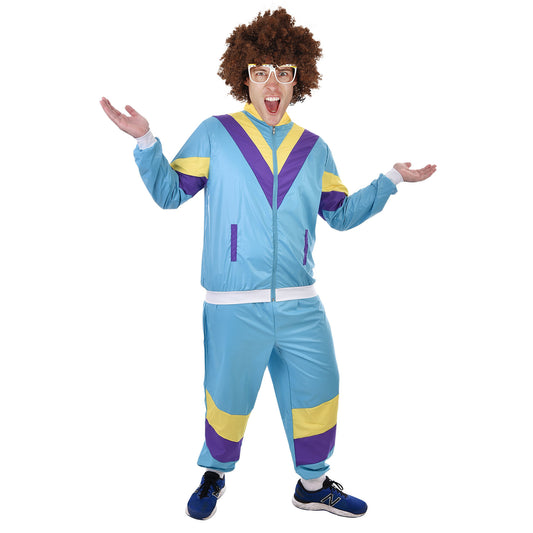 80's Tracksuit Costume Mens Blue
