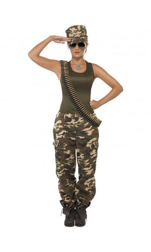 ARMY KHAKI CAMO DELUXE COSTUME, FEMALE