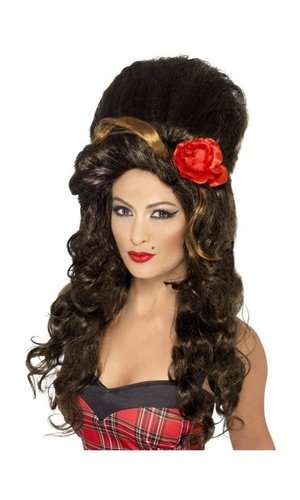 Amy Winehouse Rehab Wig, Brown, Large Beehive