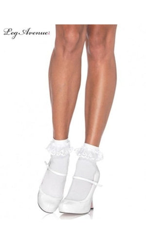 Anklet with Lace Ruffle White