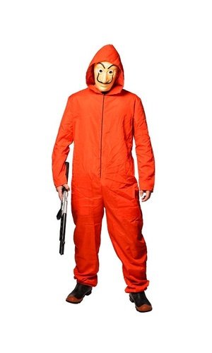 Bank Robber Costume Money Heist Mens Red Overalls – Party Costumes NZ