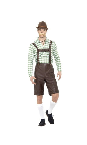 Bavarian Man Costume Green & Brown Medium Fit