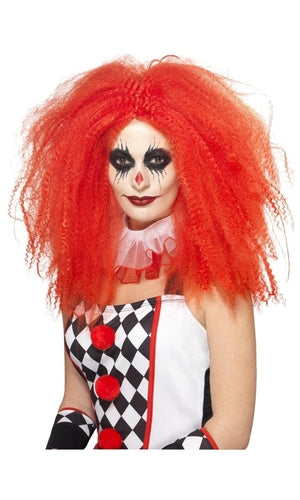 Clown Wig, Red, Crimped