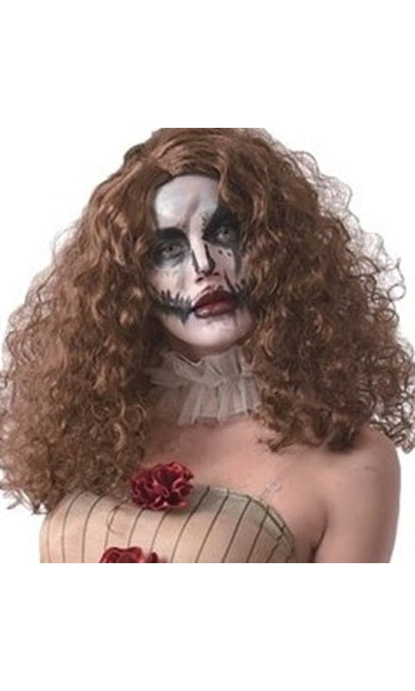 Curly Brown Wig Creepy Clown