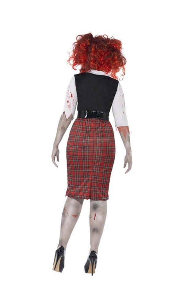 Curves Zombie School Girl Costume For Adults
