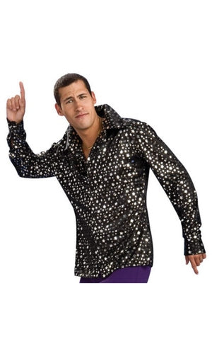 DISCO SHIRT – BLACK WITH SILVER STARS, ADULT