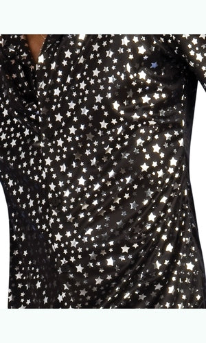 DISCO SHIRT – BLACK WITH SILVER STARS, ADULT