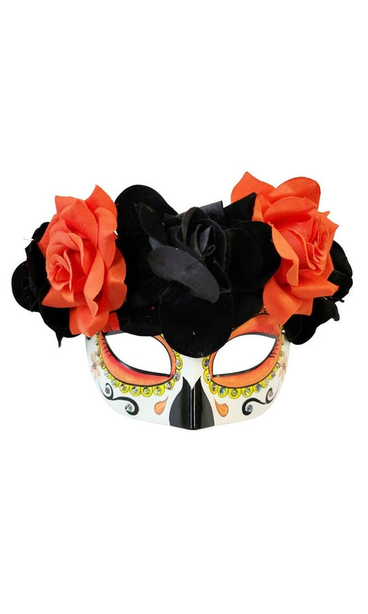 Day of the Dead Black/Red Flowered Eye Mask