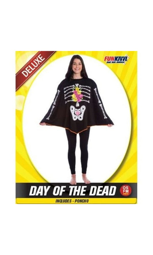 Day of the Dead Poncho Womens