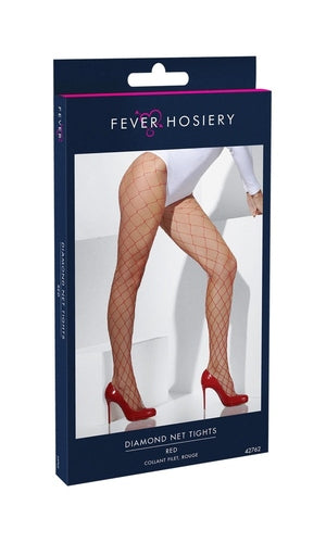 Diamond Net Tights, Red