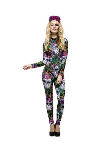 Fever Day of the Dead Bodysuit Costume For Adults