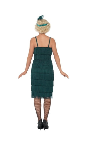 Flapper Costume, Teal Green, with Long Dress