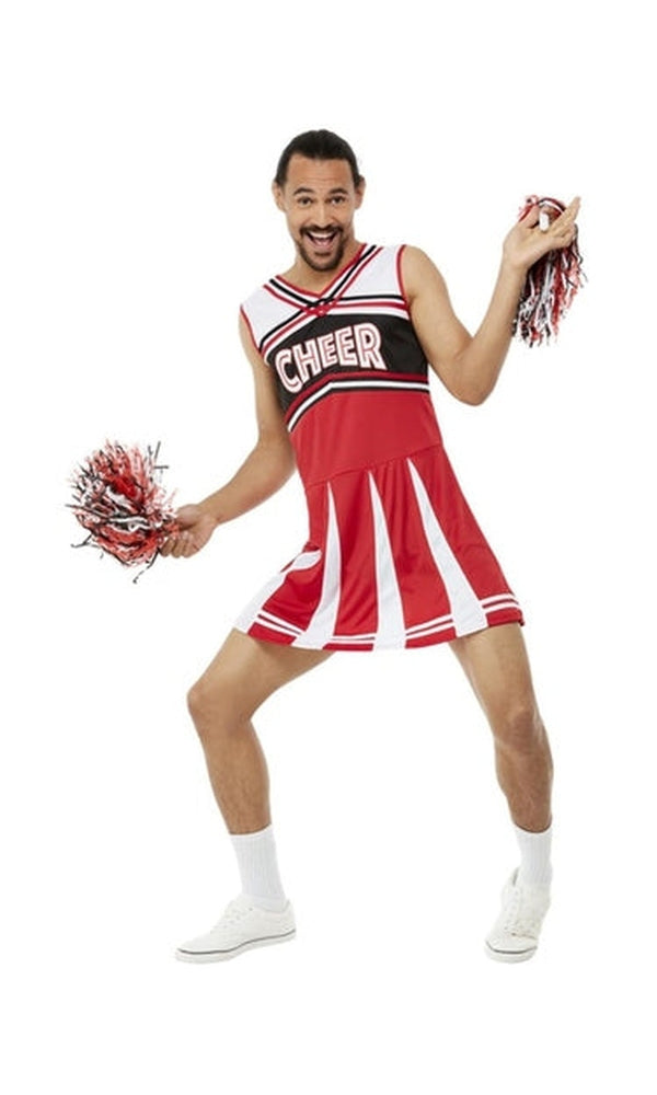 Give Me A... Cheerleader Costume Mens, White & Red