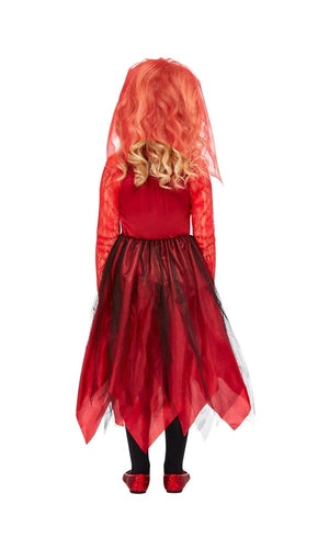 Graveyard Bride Red Costume For Kids