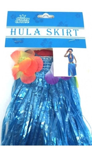 Hawaiian Hula Skirt 60cms Blue