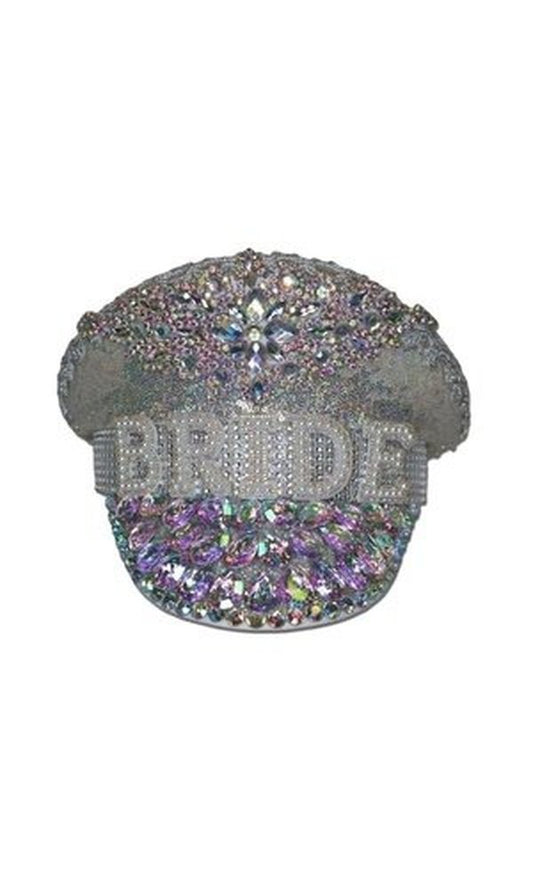 Jewelled Festival Hat White - w/ 'BRIDE' Letters