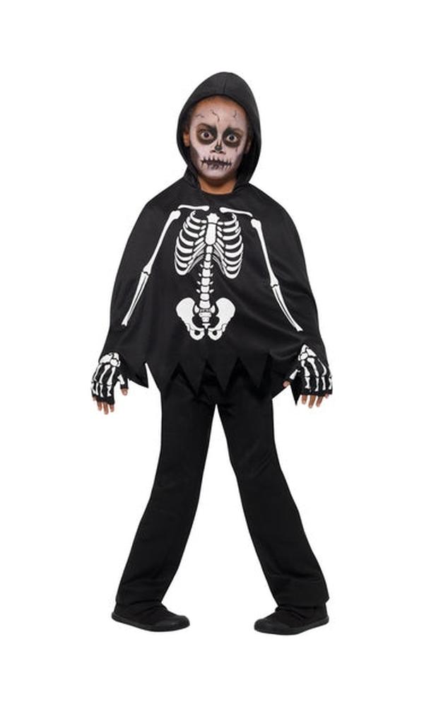 Kids Skeleton Poncho, with Gloves