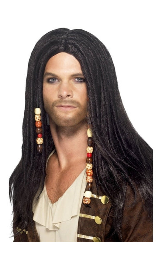 Mens Black Pirate Wig