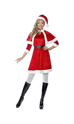 Miss Santa Dress Costume with Cape