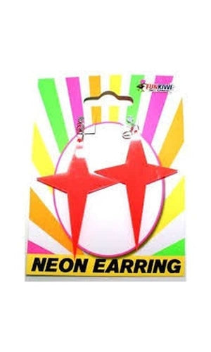 NEON EARRING CROSS ORANGE