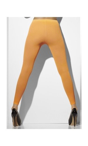 Opaque Footless Tights, Neon Orange