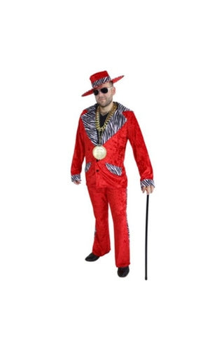 PIMP SUIT COSTUME RED W ZEBRA STRIPE