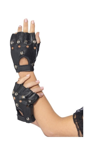 Punk Gloves, Black, with Studs