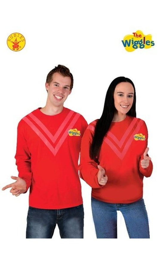 RED WIGGLE COSTUME TOP, ADULT UNISEX