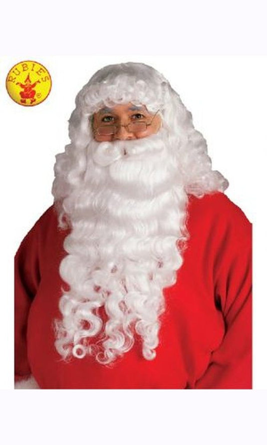 SANTA PLUSH BEARD & WIG SET - ADULT