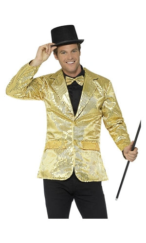 Sequin Jacket, Mens, Gold For Adults