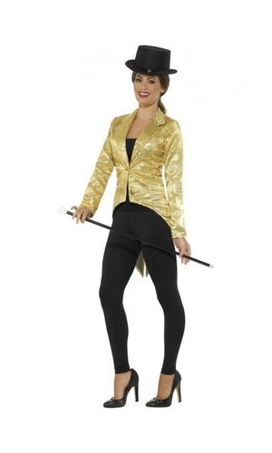 Sequin Tailcoat Jacket, Ladies, Gold