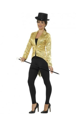 Sequin Tailcoat Jacket, Ladies, Gold Small