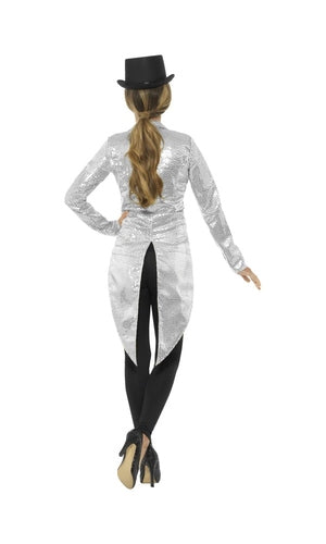 Sequin Tailcoat Jacket, Ladies, Silver