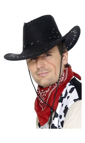 Suede Look Cowboy Hat, Black