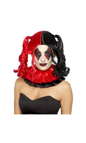 Twisted Harlequin Wig, Black & Red