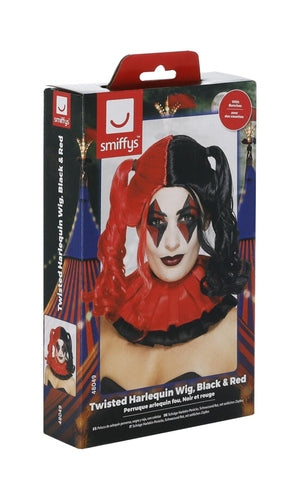Twisted Harlequin Wig, Black & Red