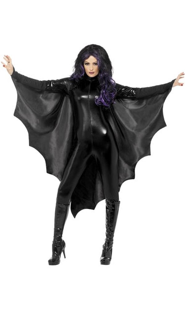 Vampire Bat Wings, Black, with High Collar