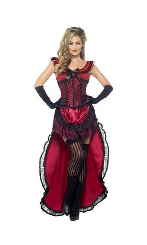 Western Authentic Brothel Babe Costume, Burgundy