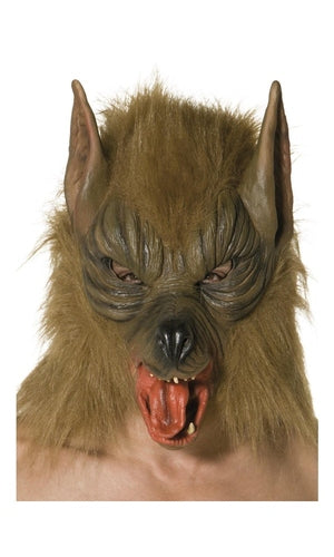 Wolf Mask, Brown, Overhead, Latex