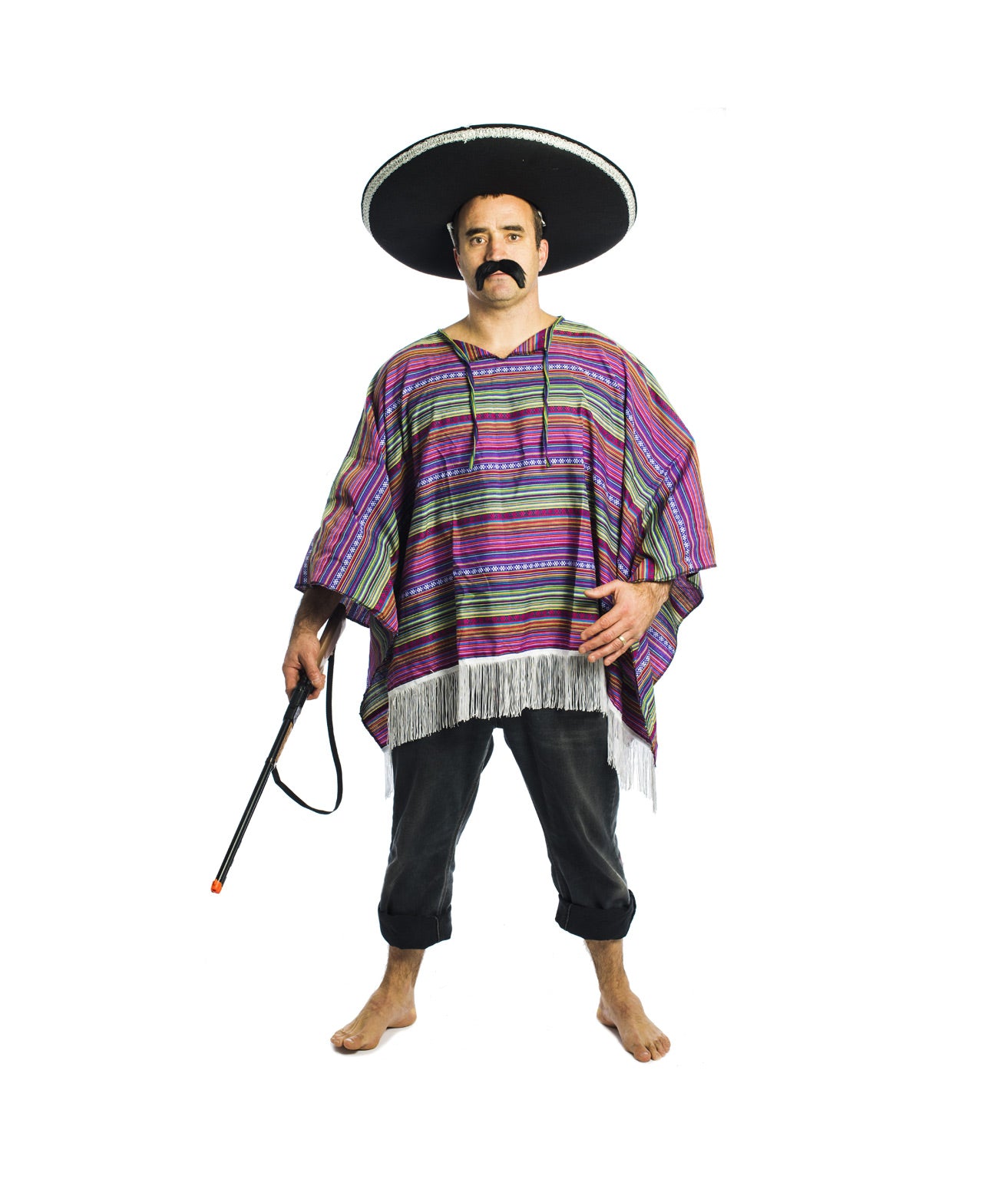 Deluxe Red Poncho Costume For Adults