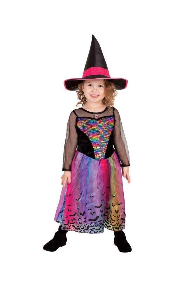 RAINBOW COLOUR MAGIC WITCH DELUXE COSTUME CHILD