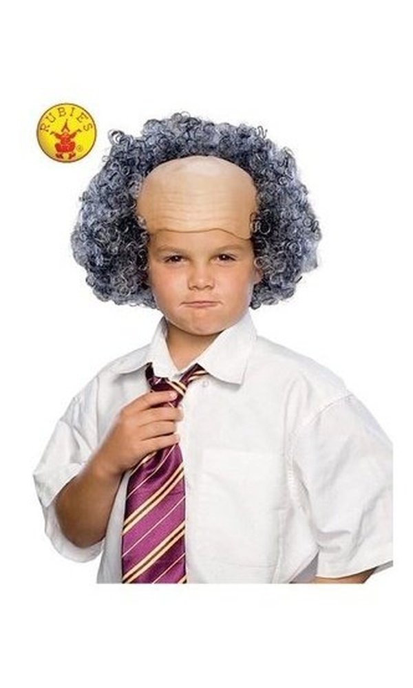 BALD WIG WITH GREY CURLY SIDES - CHILD