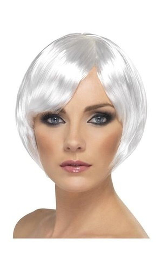 Babe Wig, White, Short Bob with Fringe