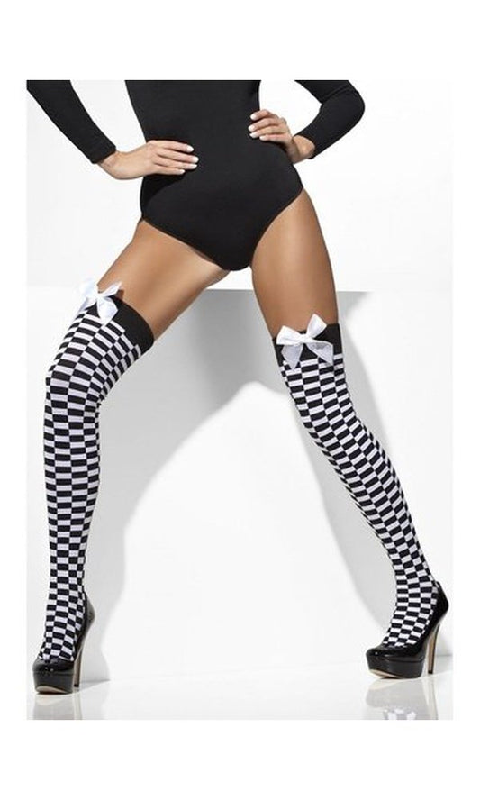 Check Print Opaque Knee High Tights