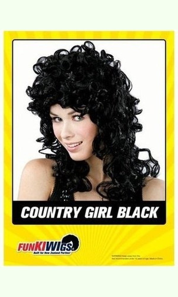 Country Womens Black Wig