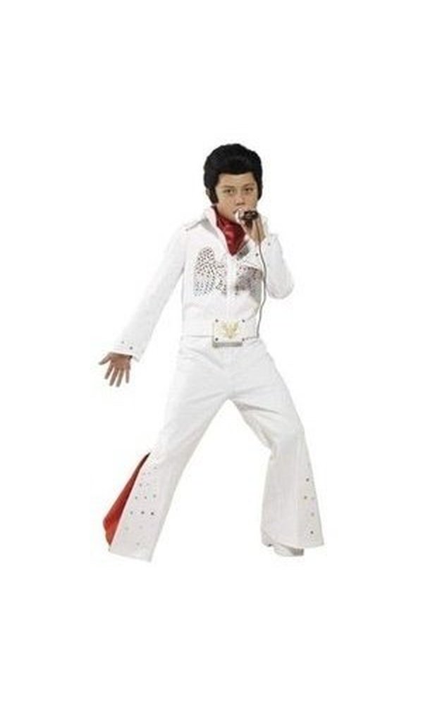 Elvis Costume, White, with Jumpsuit & Scarf