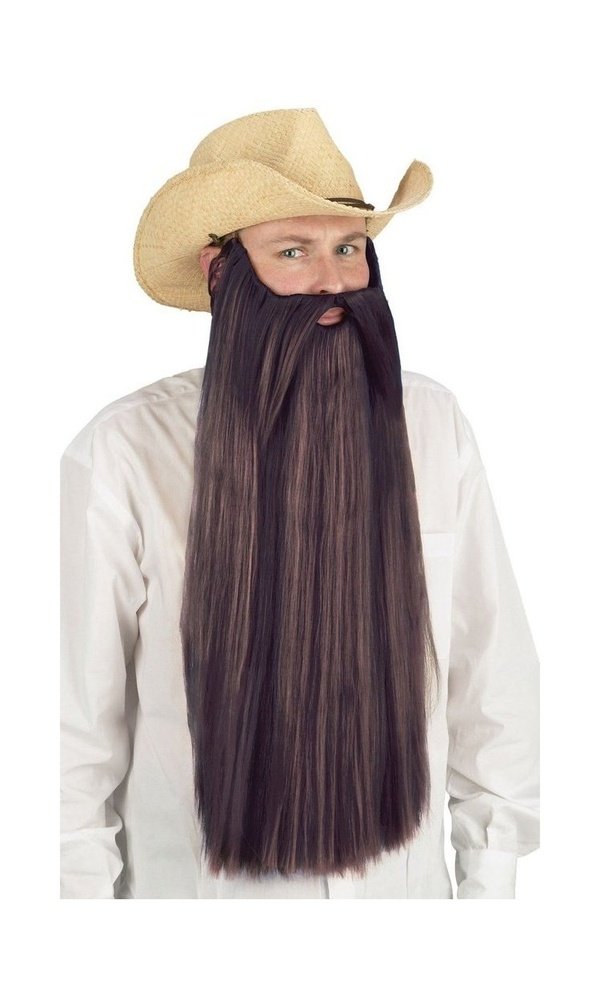 Extra Long Beard w/Mustache - Brown
