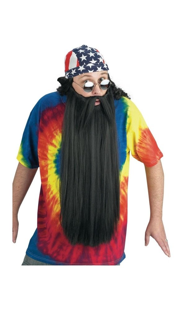 Extra Long Beard w/Mustache - Black